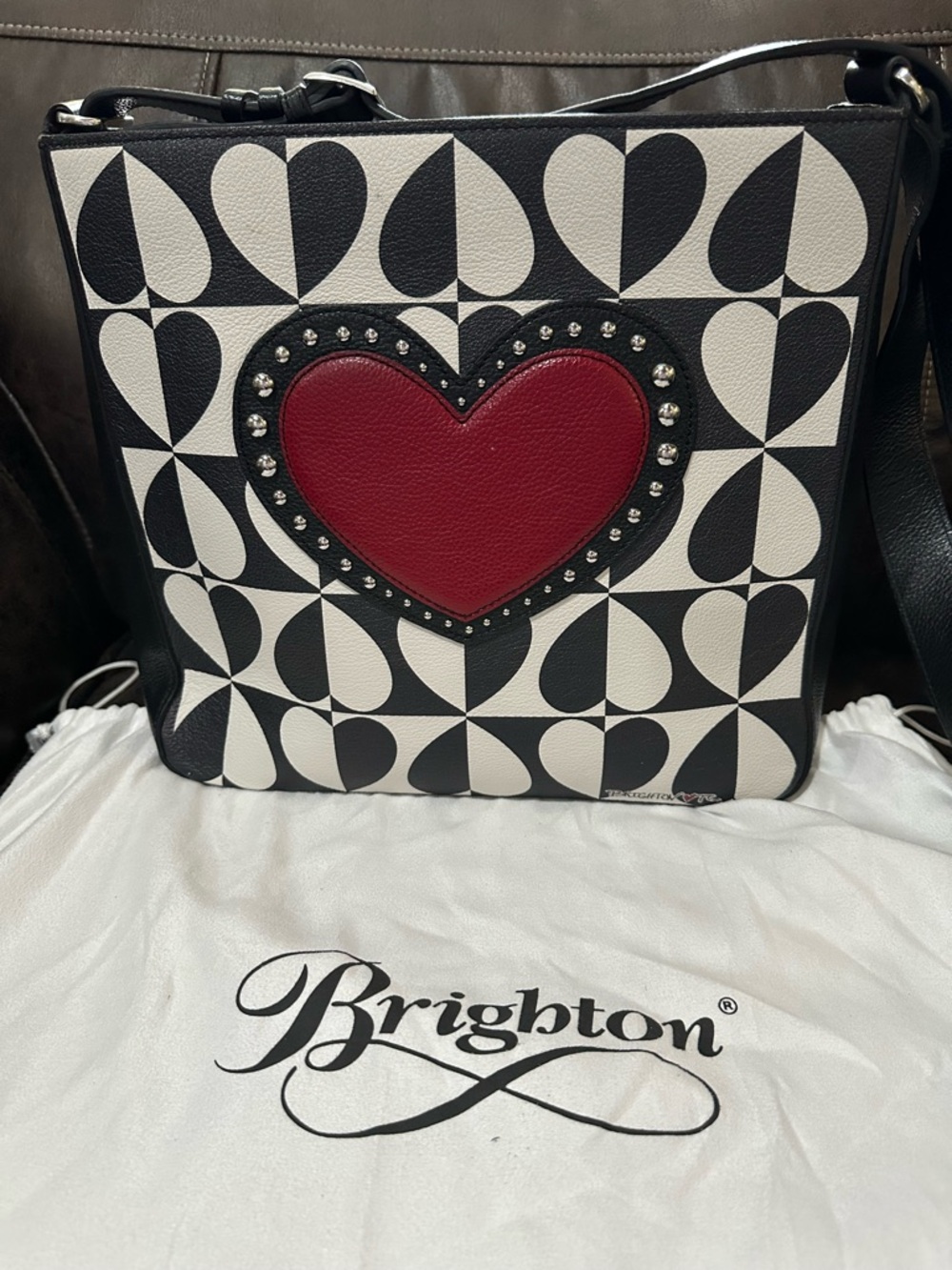 Brighton Black and White Heart Tote Bag